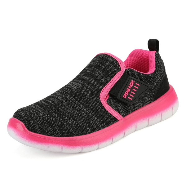 [EZ-Ons MightyMovers] Comfortable Kids Running Shoes - BLACK FUCHSIA -  0